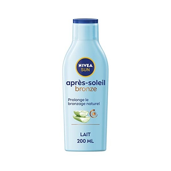 NIVEA SUN Lait après-soleil Bronze prolongateur de bronzage 1 x 200 ml , lait hydratant corps à laloe vera bio pour un bron