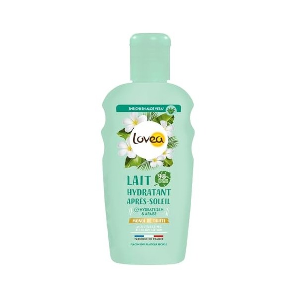 LOVEA - Lait Hydratant Après-Soleil Visage & Corps - Monoï De Tahiti & Aloe Vera - Hydrate & Apaise La Peau Pendant 24h - 98%