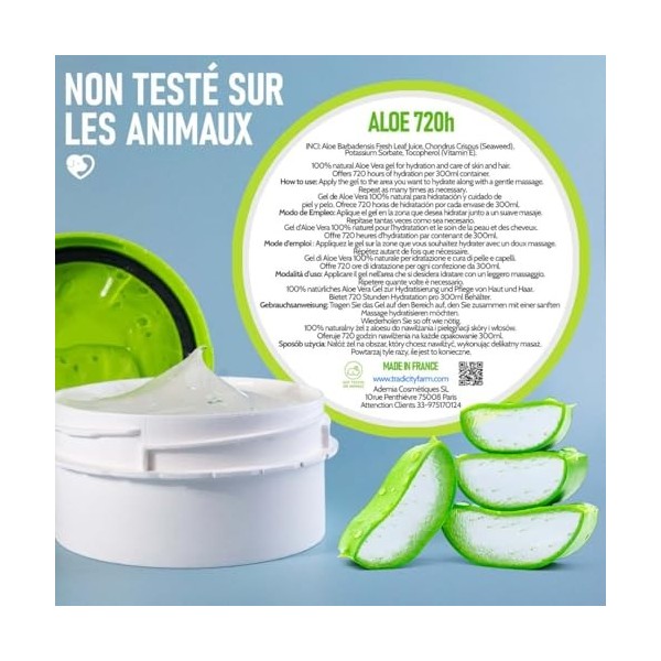 Gel Aloe Vera Cheveux, Visage et Corps: Hydratant Corps, Après Soleil, Après Rasage, Baume Cheveux et Barbe, Epilation et Ras