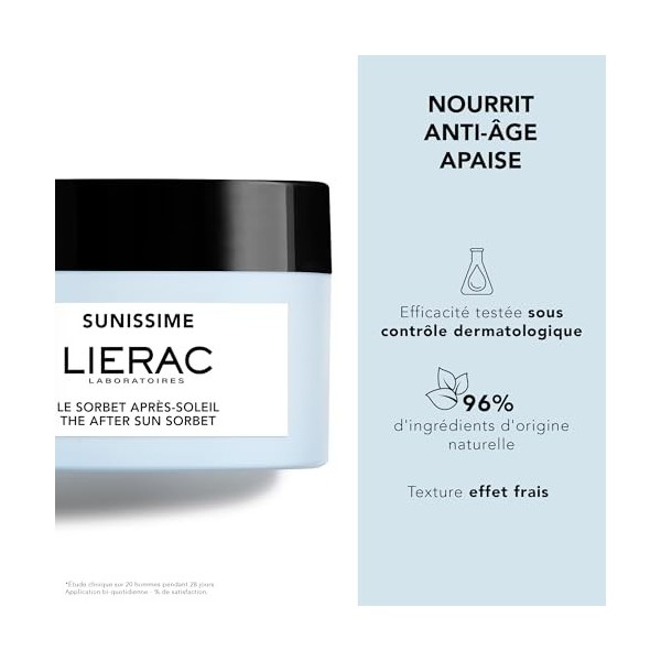 Lierac - Sunissime - Le Sorbet Après-Soleil Visage 50ml - Soin Après-Soleil Visage - Hydrate - Anti-âge - Apaise - Bronzage M