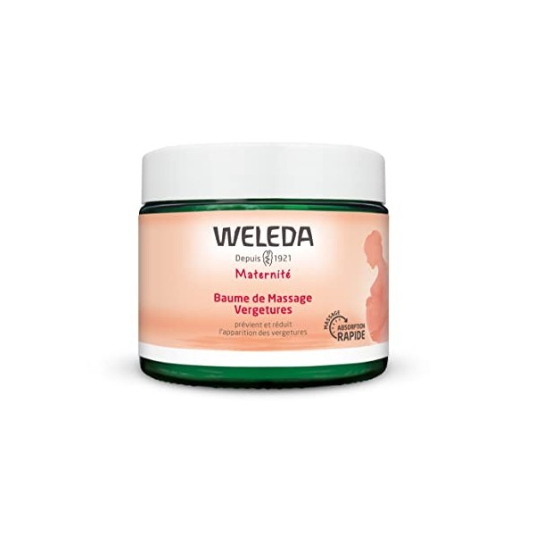 WELEDA - Baume de Massage Vergetures - Prévient et réduit lapparition des vergetures - Pendant la grossesse - Pour femmes en