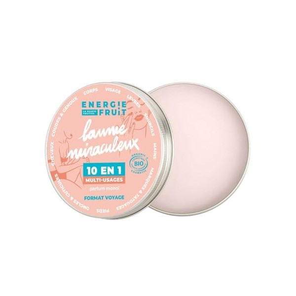 ENERGIE FRUIT | Baume miraculeux 10 en 1 | multi-usages Corps & Visage | Parfum Monoï | BIO certifié par ECOCERT | 100ml