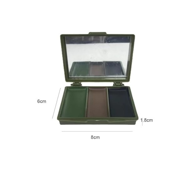 Kit de maquillage camouflage, Camo Face Paint Camouflage Make-Up avec miroir, 3 couleurs, noir, olive, marron, camouflage cam