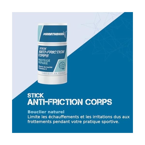 Marathonian - Stick anti-friction corps - anti-frottement protège et répare - 100% dorigine naturelle - Fabriqué en France -