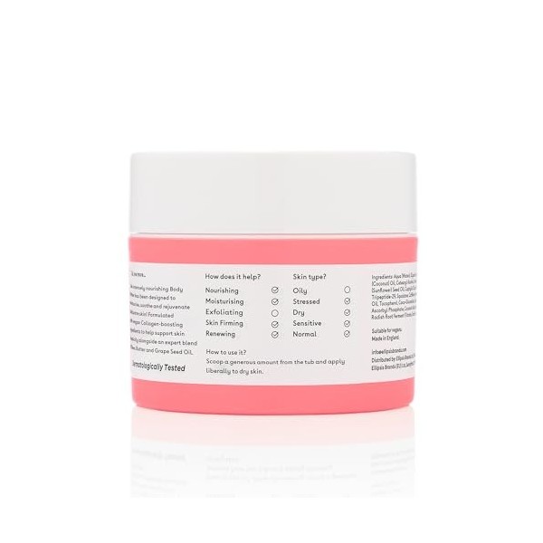 Q+A Collagen Body Butter : Beurre Corporel Luxueux et Riche, Formule Végan Ultra-Hydratante avec Protéine Végétale Hydrolysée