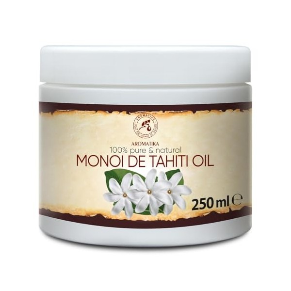 Beurre Monoï de Tahiti 250 ml - Huile de Noix de Coco et Extrait de Fleur de Tiaré - Beurre Corporel pour Massage - Huile Cor