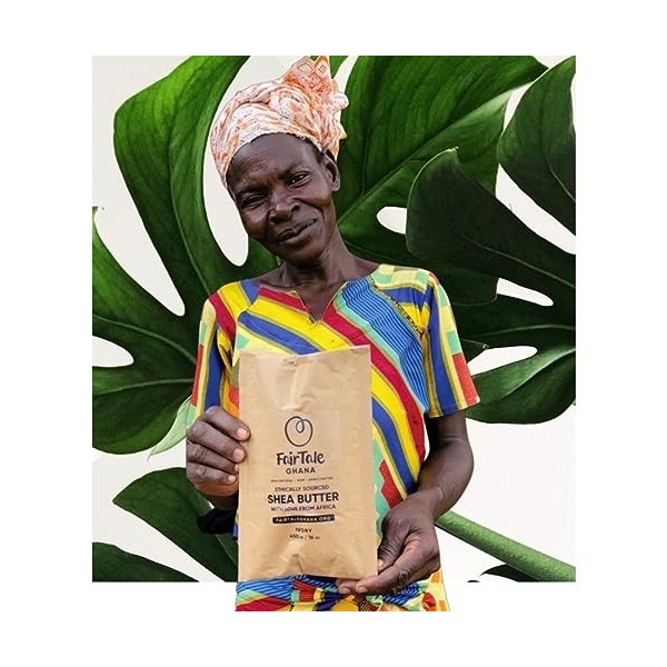 FairTale GHANA Beurre de Karité Africain Brut 16 oz / 450 gr. Récolté sauvage, dorigine éthique, 100% naturel, non raffiné, 