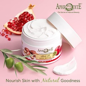 Beurre corporel régénérant Aphrodite à largan et au mélégranate - Beurre corporel anti-âge à lhuile dolive biologique pour