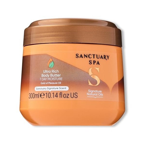 Sanctuary Spa Beurre corporel au beurre de karité et au beurre de cacao, sans huile minérale, sans cruauté envers les animaux