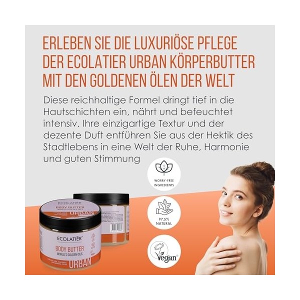 Ecolatier® Urban Series Crème corporelle Monde des huiles dorées 380 ml Soin en profondeur pour une peau souple et un bien-êt