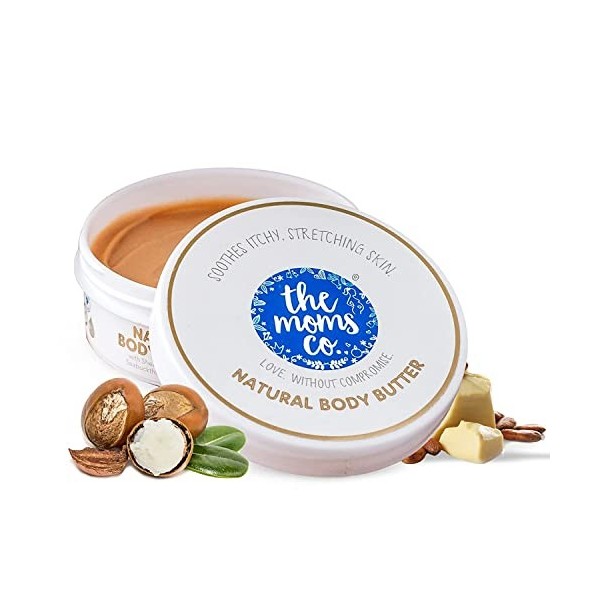 The Moms Co. Beurre corporel naturel 100 g pour vergetures, peaux sèches et démangeaisons au beurre de karité et de cacao