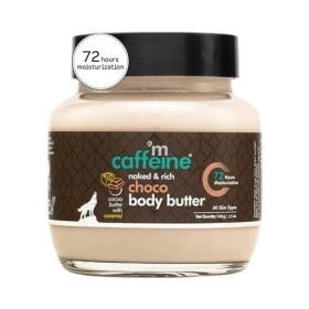 mCaffeine Naked and Rich Choco Body Butter - Reduces Stretch Marks, Enhances Radiance - Shea and Cocoa Butter Smoothes Skin -