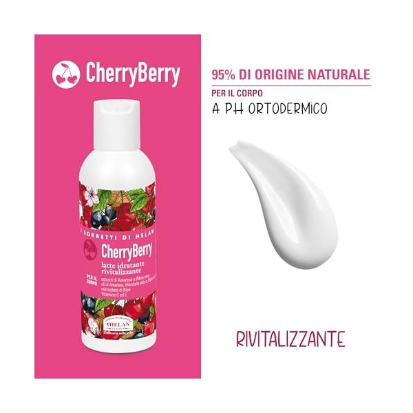 Helan I Sorbetti CherryBerry - Revitalising, Scented Body Cream with Antioxidant Vitamin C & E, Blackcurrant, Black Cherry - 