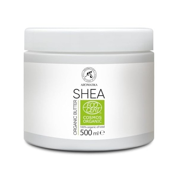 Beurre de Karité BIO 500g - Pur Beurre de Shea - Non Raffiné - Butyrospermum Parkii Butter - Huile de Shea - Bon avec LHuile