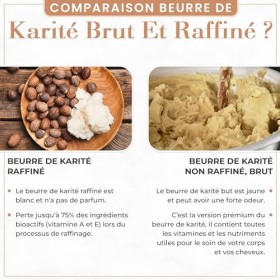BEURRE DE KARITE BRUT NATUREL NON RAFFINE NON TRAITE - 320 G 100% PUR - Cheveux et Corps