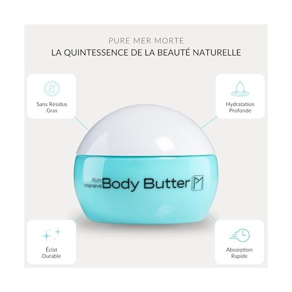 Pure Mineral - Beurre Corporel Intensif au Karité - Hydratation Profonde, Minéraux de la Mer Morte - Tous Types de Peau - San...