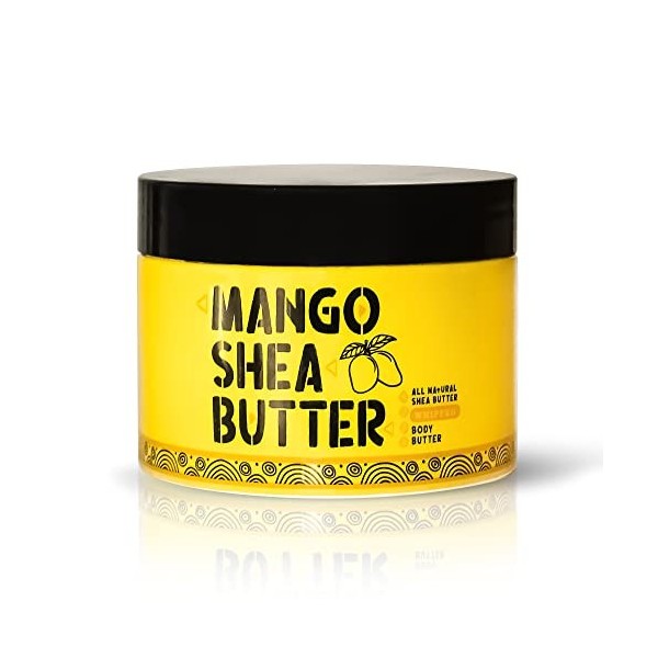 Mango Whipped Shea Body Butter - 10 oz / 300 gr - Effective on Skin, Hair, Body, Face, with Almond Oil, Shea Butter, Vitamin 