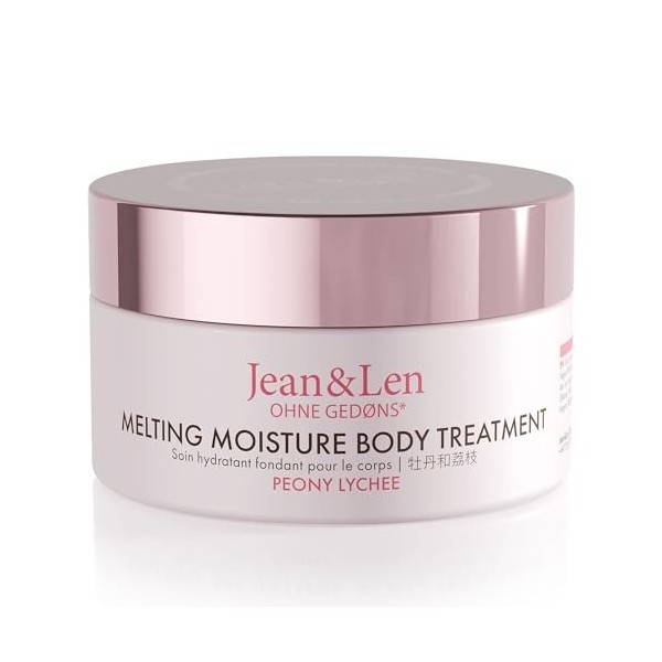 Jean & Len Melting Moisture Body Treatment Peony & Lychee, pour un résultat de soin parfumé, pot de haute qualité, beurre cor