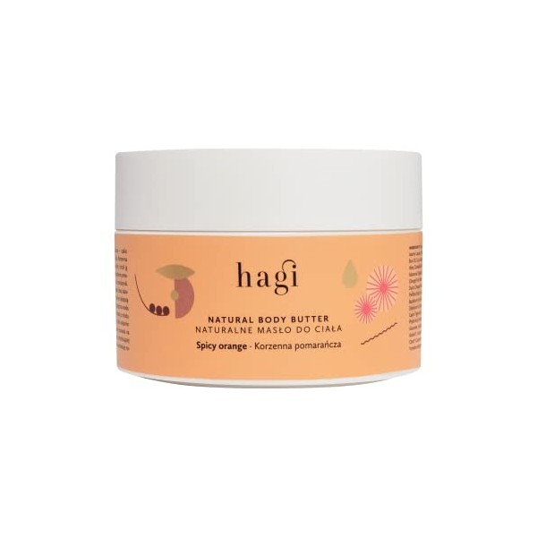 Hagi Natural Spicy Orange Body Butter with Shea Butter, Cocoa Butter, Mango Butter, Vitamin C and E, Hyaluronic Acid, Orange 