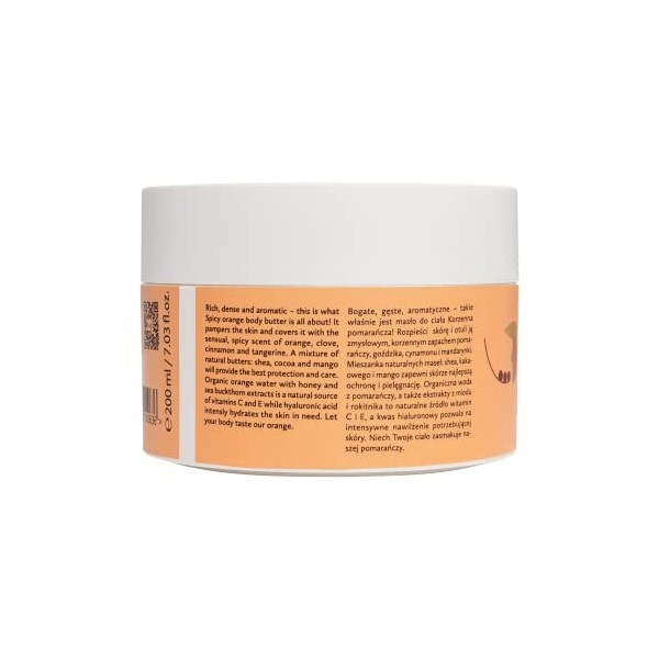 Hagi Natural Spicy Orange Body Butter with Shea Butter, Cocoa Butter, Mango Butter, Vitamin C and E, Hyaluronic Acid, Orange 