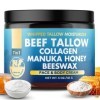 Beef Tallow for Skincare, Crème de Suif Naturel pour Peaux Sensibles, Hydratant Beurre de Suif pour le Corps, Visage et Main 