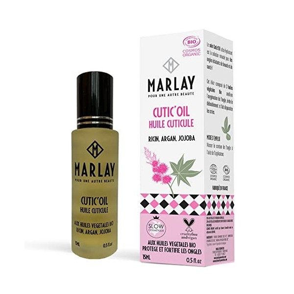 Marlay Cosmetics - Huile Cuticule Ongles Cutic’oil 15 ml - Soin Bio Roll-on - Huile Nourrissante & Fortifiante - Eau Émollien