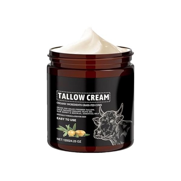 Beef Tallow Honey Balm, 120g Deeply Nourishing Tallow Balm, Beef Tallow Cream For Face & Body Tallow Cream, Moisturizing Skin