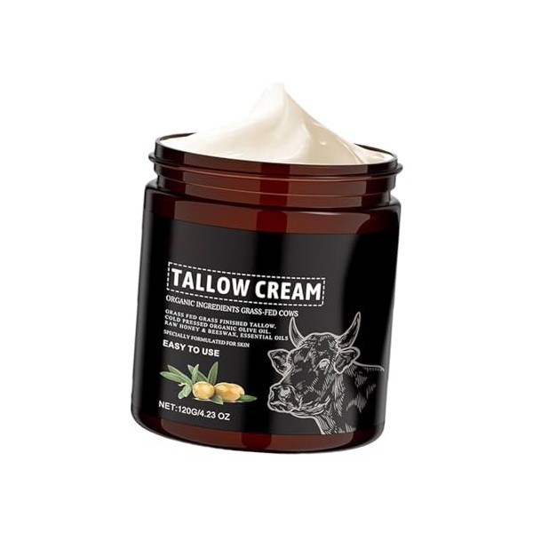 Beef Tallow For Skin, Beef Tallow Cream For Skincare, Grass Fed Beef Tallow Balm 120g, Body Elasticity Nourishing Cream Moist