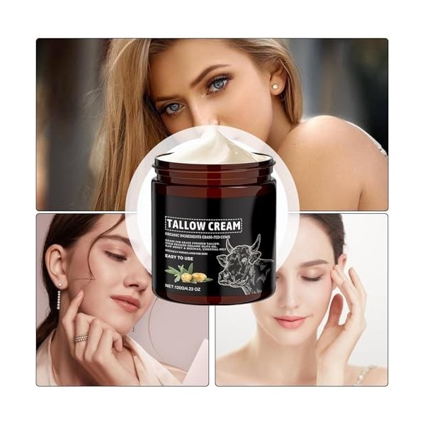 Beef Tallow For Skin, Beef Tallow Cream For Skincare, Grass Fed Beef Tallow Balm 120g, Body Elasticity Nourishing Cream Moist