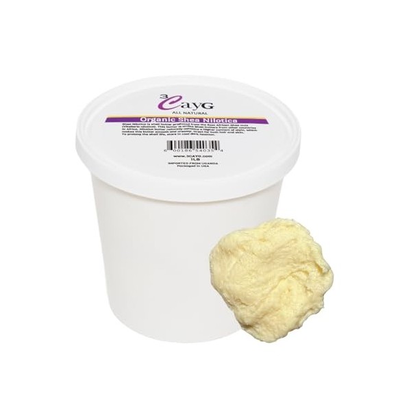 3CAYG 1LB Shea Nilotica - Beurre de karité dAfrique orientale - Crème hydratante pour tout le corps