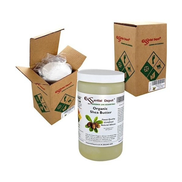 Shea Butter - 32 Oz. - Organic - Unrefined - In HDPE Jar by Essential Depot