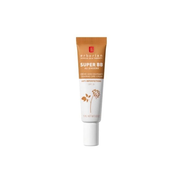 Erborian - Super BB Crème au Ginseng - Soin du Visage Teinté Haute Couvrance Anti-Imperfections - Correcteur et Perfecteur de