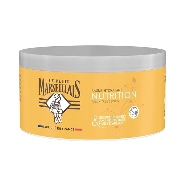 Le Petit Marseillais | Baume Hydratant Nutrition pot de 300 ml – Baume corps pour peaux très sèches confort 24h – Soin pour