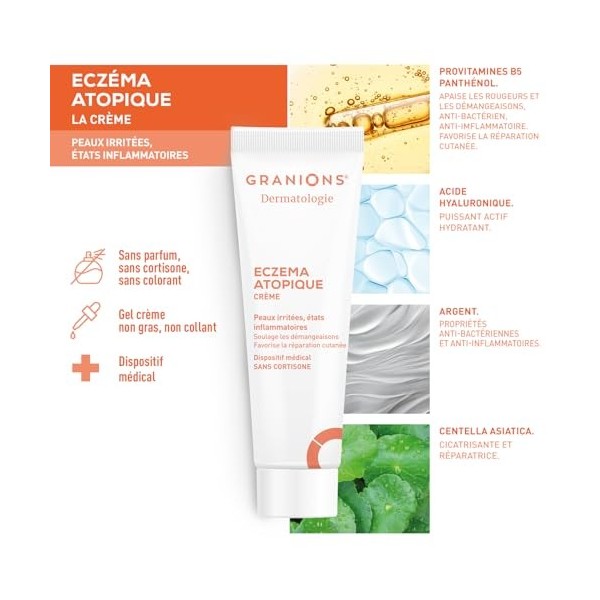 CREME ECZEMA - Creme Apaisante Creme Hydratante - Centella - Peau irritee - GRANIONS Dermatologie - Démangeaisons et réparati