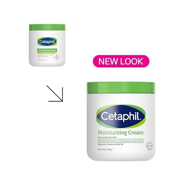 CETAPHIL Crème hydratante pour le corps - Pour peaux sèches à très sèches et sensibles - 590 ml - Sans parfum - Non comédogèn