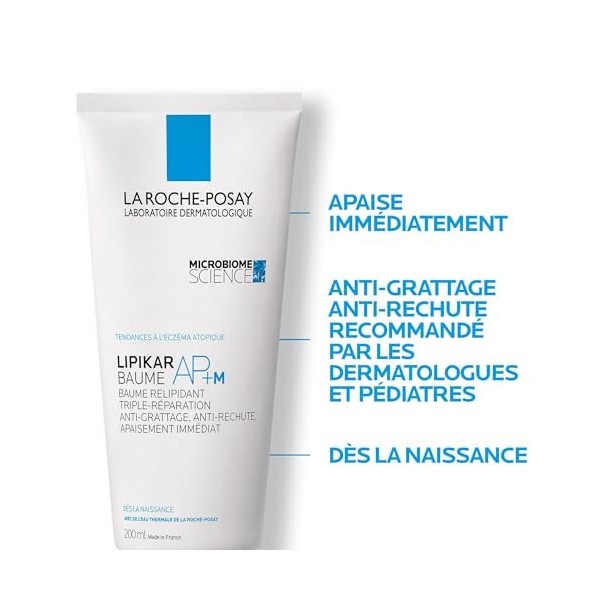 La Roche-Posay, Lipikar, Baume AP+M Relipidant Anti-Irritations, Nourrit & Apaise, Enrichi en Niacinamide & Beurre de Karité,