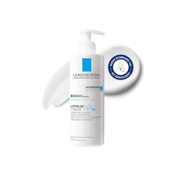 La Roche-Posay, Lipikar, Crème AP+M Relipidante Triple Réparation, Nourrit & Apaise, Enrichi en Niacinamide & Beurre de Karit