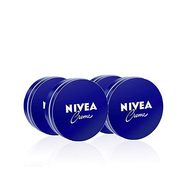 Nivea, Lot de 4 4 x 75 ml , Crème Hydratante Mains Visage Corps pour Toute la Famille, Crème Universelle Peau Souple et Hydr