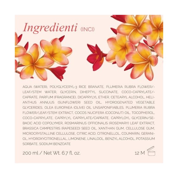 Perfumed Body Cream - Frangipani by LErbolario for Unisex - 6.7 oz Body Cream