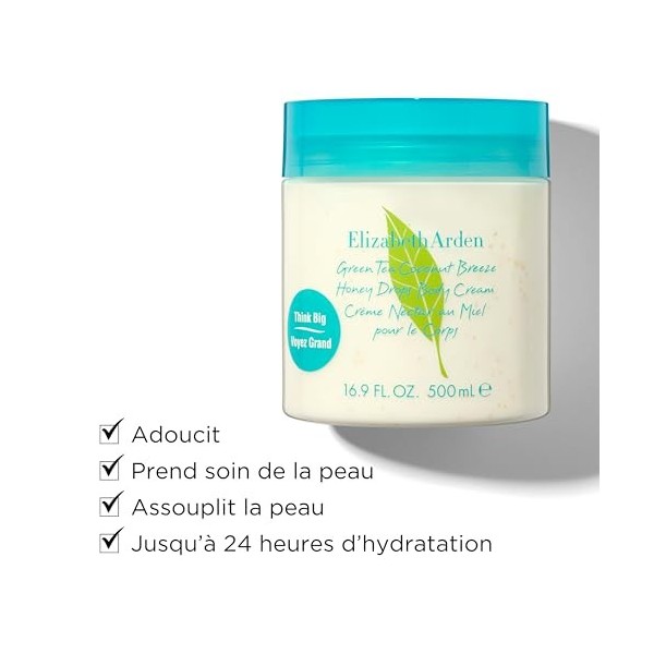 Elizabeth Arden Green Tea Coconut Breeze Crème Nectar au Miel pour le Corps, 450 g - Hydrate, Apaise et Adoucit - Senteur Ene