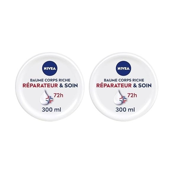 NIVEA Baume Riche Réparateur et Soin Peaux Extra Sèches ou Abimées, 300 ml Lot de 2 