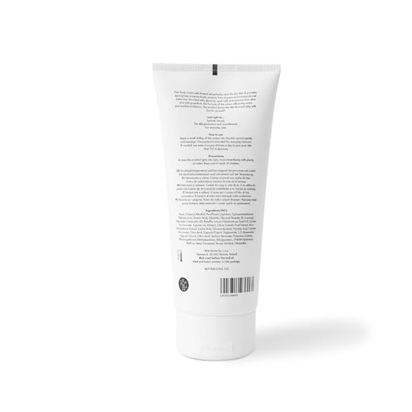 Nutridome - Crème pour le corps à lhuile de lin 200 ml - Lotion corporelle pour peau sèche, hydratation intense et apaisemen