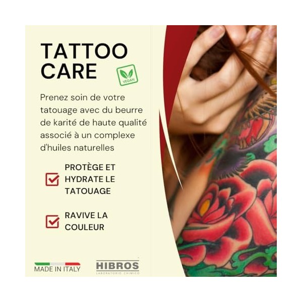 Hibros - Tattoo Care Butter Crème de Tatouage Naturelle Vegan Beurre de Karité et Huiles Naturelles - Haute Qualité - Protège