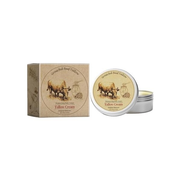 Beef Tallow Cream, Beef Tallow For Skin, Crème Hydratante Pour Le Visage Au Suif, Hydratant Fouetté pour le Visage et le Corp