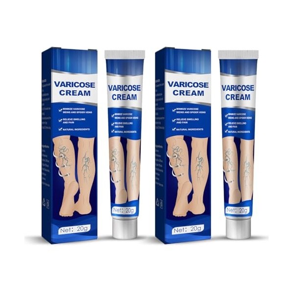 Varicose Veins Cream, 2 Pièces Varices Crème, Varices Jambes Crème, Varices Traitement Jambes Crème, Crème pour les Varices, 