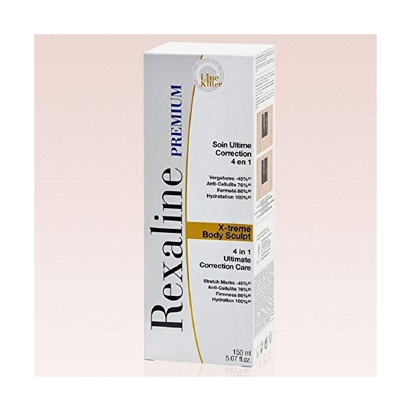 Rexaline X-treme Body Sculpt- Soin Ultime Correction 4en1 Soin Corps Anti Age à lAcide Hyaluronique Crème pour Corps, 150 ml