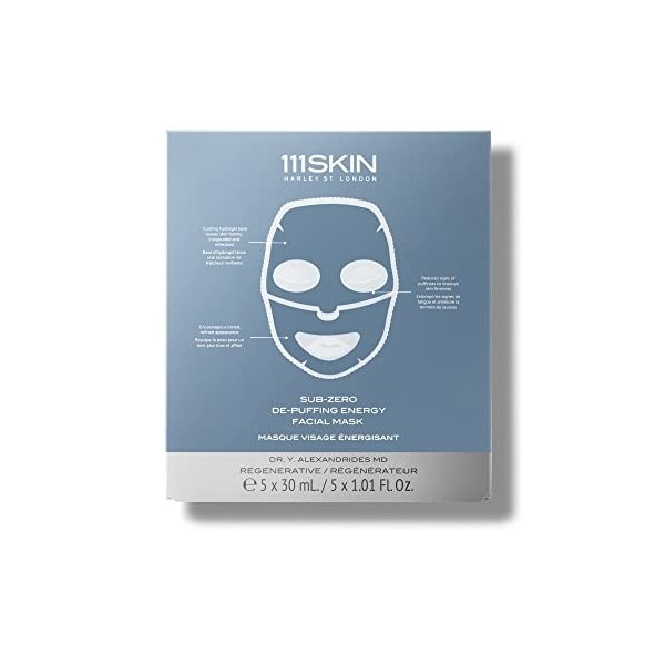 111SKIN Sub-Zero Lot de 5 masques anti-bouffant pour le visage 150 ml