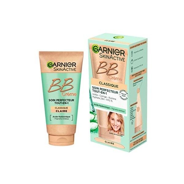 Garnier - BB Crème Classique - Soin Perfecteur Tout-en-1 Anti-Imperfections - FPS 15 - Enrichi en Acide Hyaluronique et Aloe 