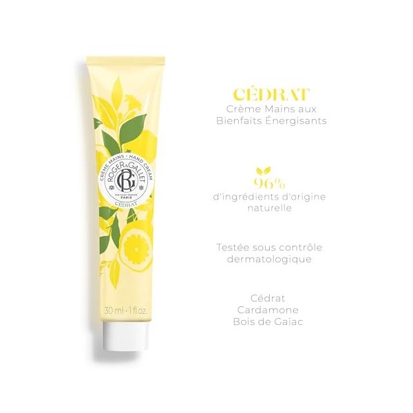 Roger&Gallet - Crème Mains Bienfaisante Cédrat 30ml - Parfumée et Nourrissante - beurre de karité et huile damande douce - 9