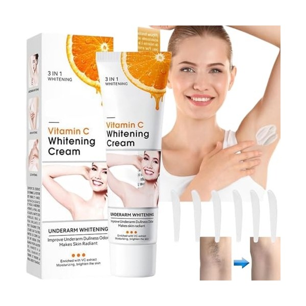 Underarm Whitening Cream,Crème Eclaircissante pour Aisselles,Armpit Whitening Cream,Crème Blanchissante,Whitening Cream,Skin 